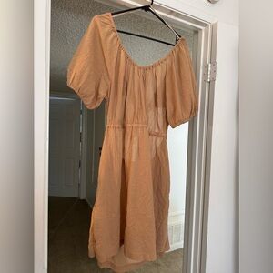 Old Navy Elegant Tan Off-Shoulder Dress